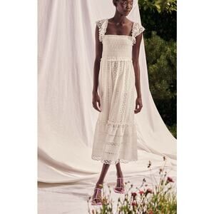 Saylor Elin Dress in White eyelet lace